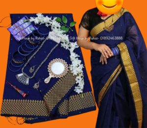 Blue half silk saree combo package