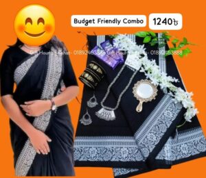 Black half silk saree combo package