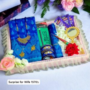 Nil jamdani Saree Gift Set – Best gift for your wife
