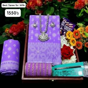 Purple jamdani saree পারপেল জামদানী শাড়ি কম্বো প্যাকেজ