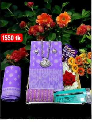 Purple jamdani saree পারপেল জামদানী শাড়ি কম্বো প্যাকেজ