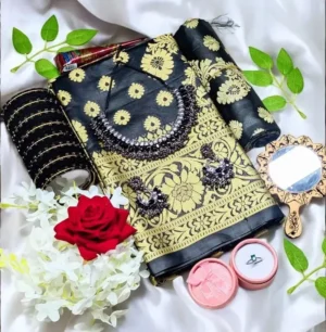 Black katan Saree Gift Box for Wife