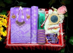 Purple Jamdani saree combo gift set